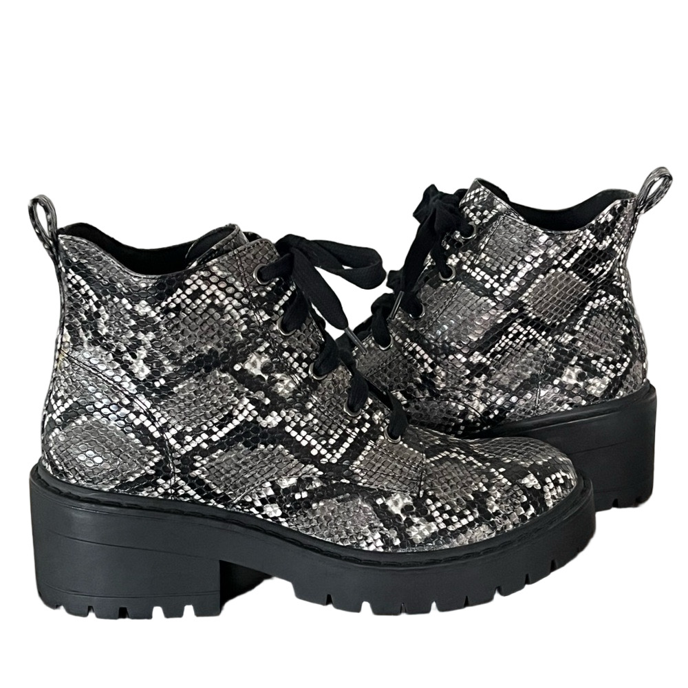 Skechers Snake Print Chunky Combat Boots Size 8 - Picture 3 of 11